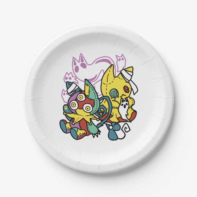 Cats Halloween Art: paw-sehenswert erschreckend Pappteller (Vorderseite)