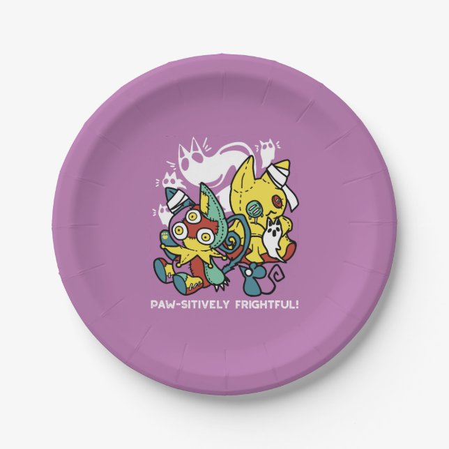 Cats Halloween Art: paw-sehenswert erschreckend Pappteller (Vorderseite)