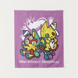 Cats Halloween Art: paw-sehenswert erschreckend Wandteppich