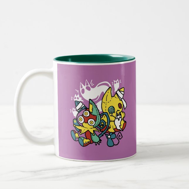 Cats Halloween Art: paw-sehenswert erschreckend Zweifarbige Tasse (Links)