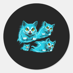 Cats Halloween Funny Flying Ghost-T-Shirt Runder Aufkleber