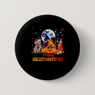 Cats Happy Hallothanksmas Halloween Erntedank C Button