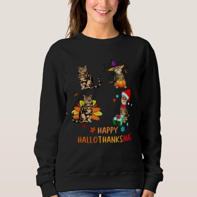 Cat's Happy Hallothanksmas Sweatshirt (Vorderseite)