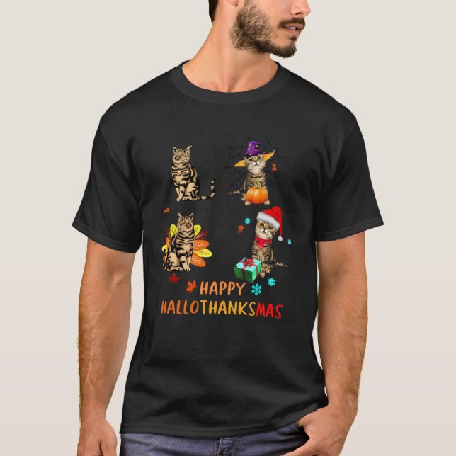 Cat's Happy Hallothanksmas T-Shirt (Vorderseite)
