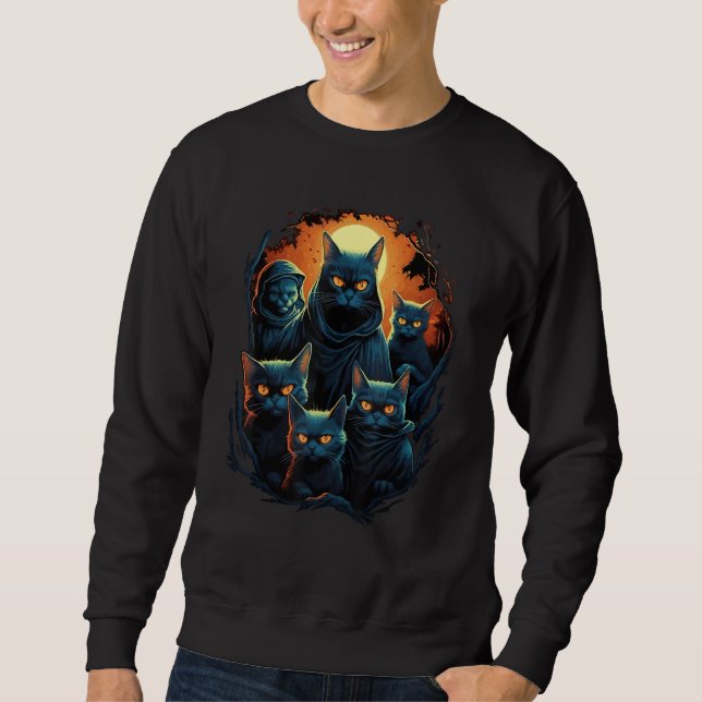 Cats Horror Scary Moon Halloween for Cat Kitty Sweatshirt (Vorderseite)