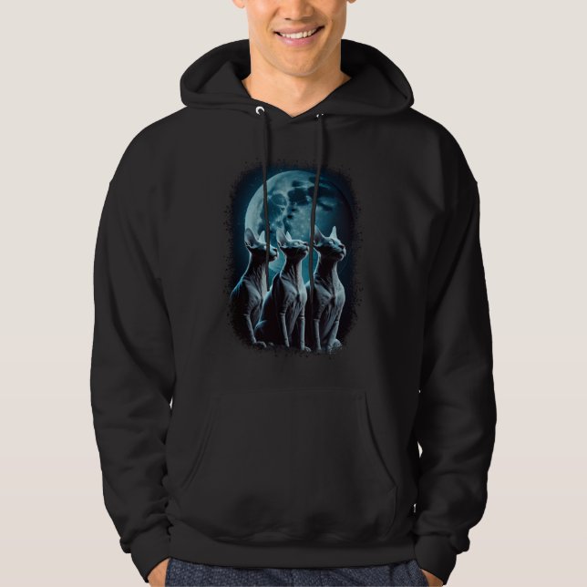 Cats Howling At The Moon  Hairless Sphynx Cat Hoodie (Vorderseite)