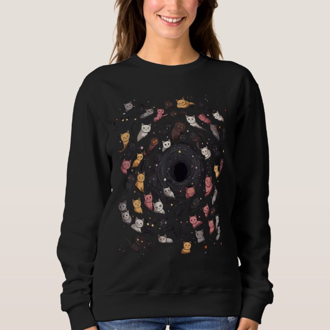 Cats in Black Hole  Cat  Cat Mom Cat Dad Men Women Sweatshirt (Vorderseite)