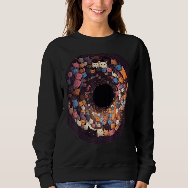 Cats in Black Hole  Cat  Cat Mom Cat Dad Men Women Sweatshirt (Vorderseite)