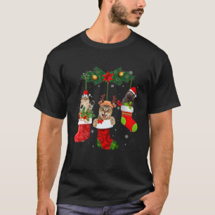 Cats In Christmas Sock Funny Pajamas Family Cat Lo T-Shirt