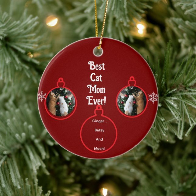 Cats In Christmas Tree Customize  Keramik Ornament (Baum)