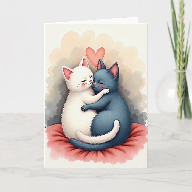 Cats In Love Hug Card Karte (Vorderseite)