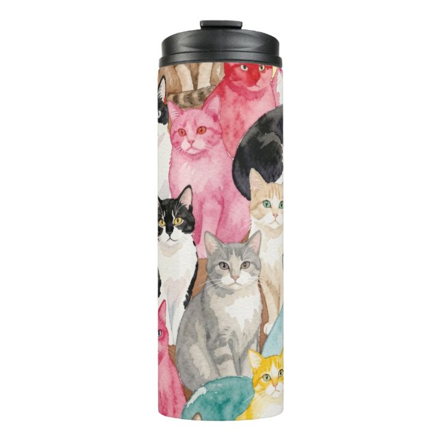 Cats in Multicolour  Thermosbecher (Vorderseite)