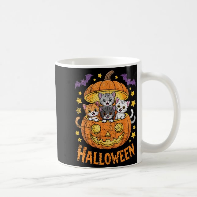 Cats In Pumpkin Cute Halloween Kitties Funny  Kaffeetasse (Rechts)
