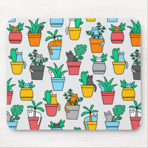 Cats in the flowerpots mousepad