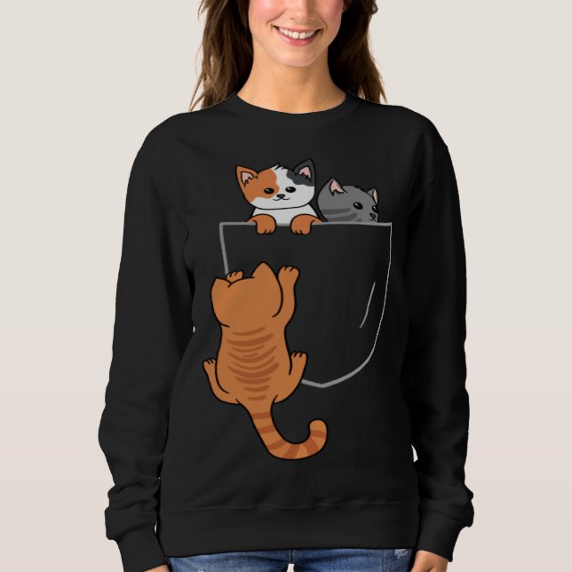 Cats In The Pocket Breast Pocket Animal  Cats Sweatshirt (Vorderseite)