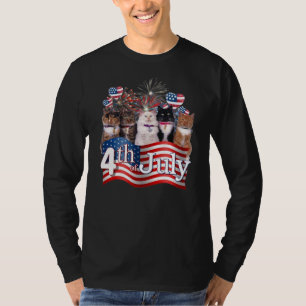 Cats Kitten Herz Feuerwerk American Flag 4th of T-Shirt