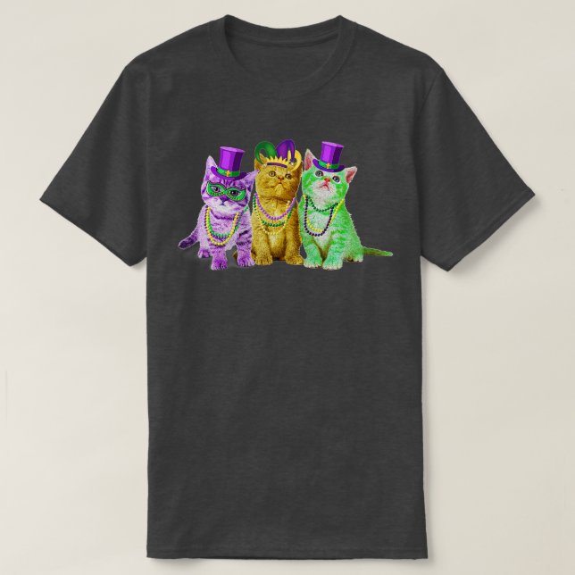 Cats Kitten Kitty Mardi Gras Festival Party Locarn T-Shirt (Design vorne)