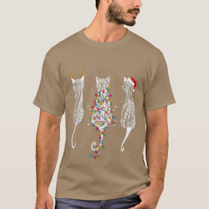 Cats Kitten Tattoo Rentier Weihnachtsleuchten Baum T-Shirt