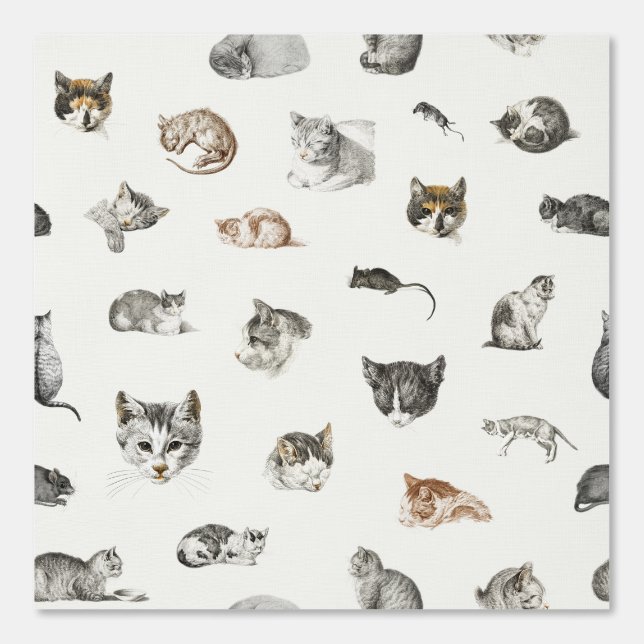 Cats Kittens Mice Cat Lady Chinoiserie Toile Tapete (Vorderseite)