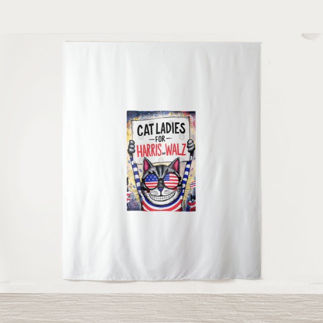 Cats Ladys for Harris Walz Wandteppich (Vorderseite)