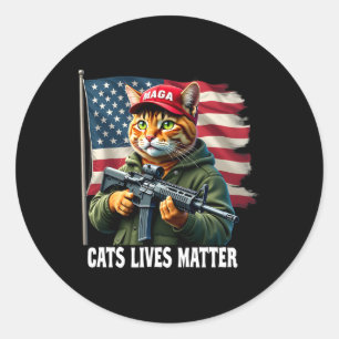 Cats Lives Problem Funny Trump 2024 Cat Voting Tru Runder Aufkleber