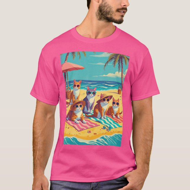 Cats Lounging on the Beach friends T-Shirt (Vorderseite)