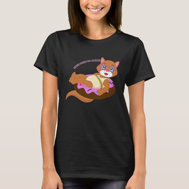 cats love to swim summer T-Shirt (Vorderseite)