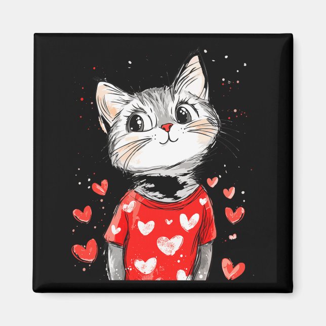 Cats Lover Heart Girls Kitten Valentine’s Day Wome Magnet (Vorne)