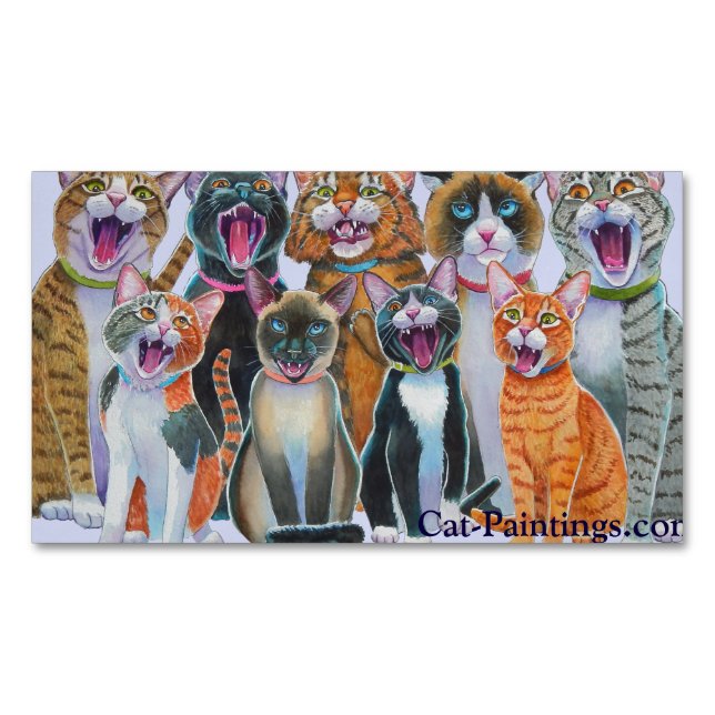 Cats-Magnete singen Cat-Paintings.com Magnetische Visitenkarte (Vorderseite)