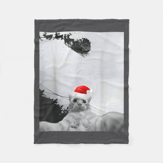 Cats Meme Funny Cat Selfie With Santa Hat Christma Fleecedecke (Vorderseite)