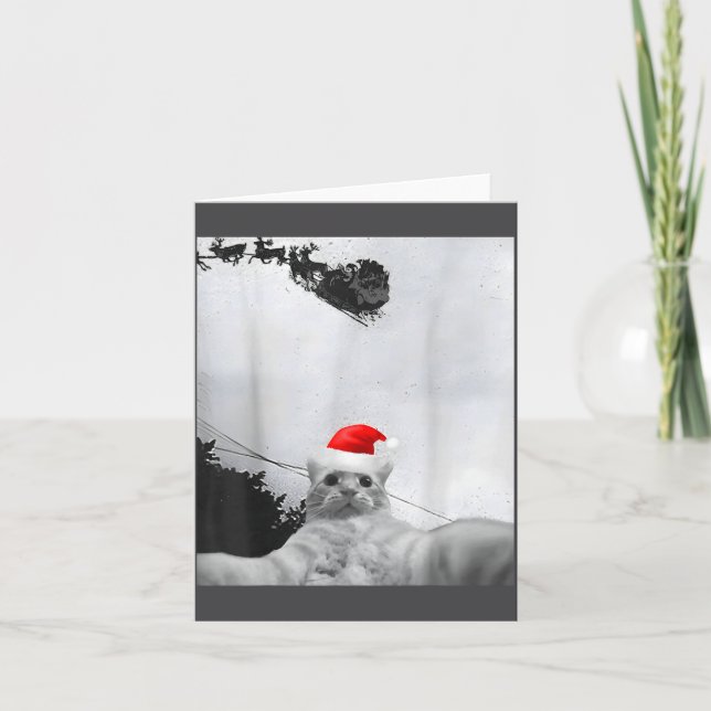Cats Meme Funny Cat Selfie With Santa Hat Christma Karte (Vorderseite)