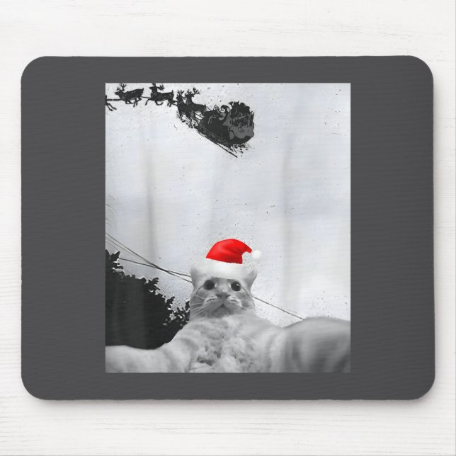 Cats Meme Funny Cat Selfie With Santa Hat Christma Mousepad (Vorne)