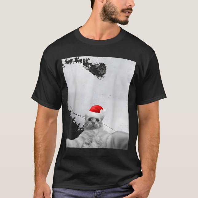 Cats Meme Funny Cat Selfie With Santa Hat Christma T-Shirt (Vorderseite)