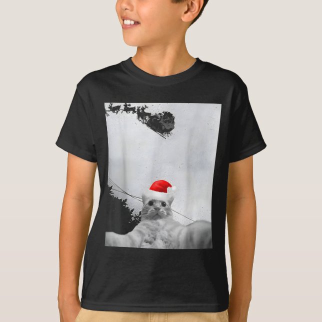 Cats Meme Funny Cat Selfie With Santa Hat Christma T-Shirt (Vorderseite)