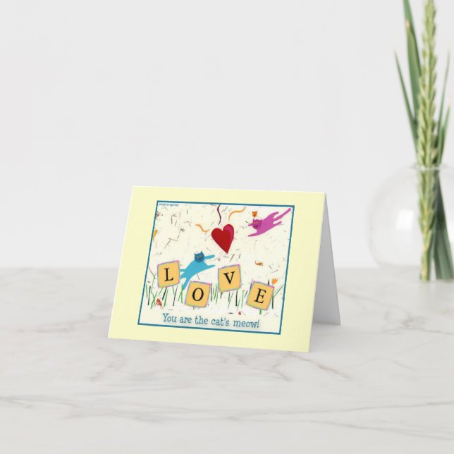 Cat's Meow Romantic Grußkarte Karte (Vorderseite)