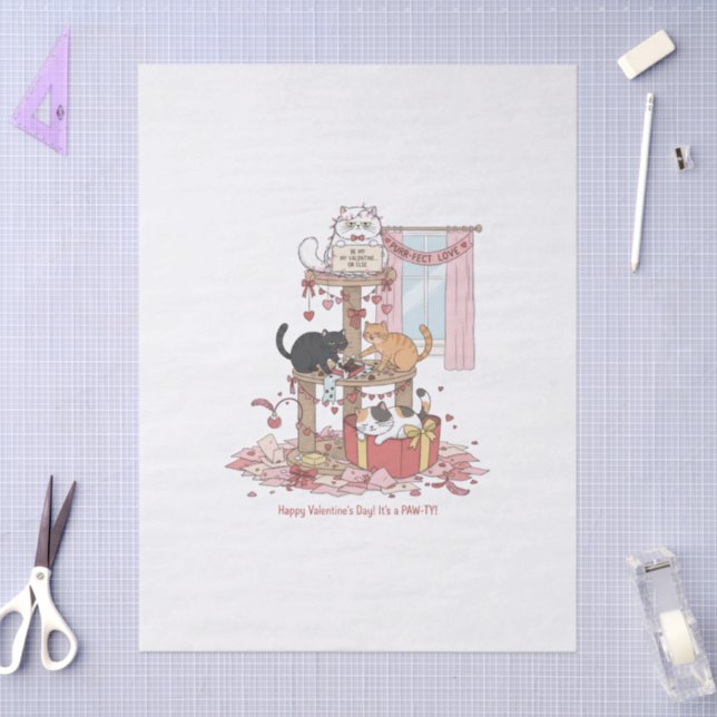  Cat's Meow Valentine's Day Tissue Paper Seidenpapier (Basteln)