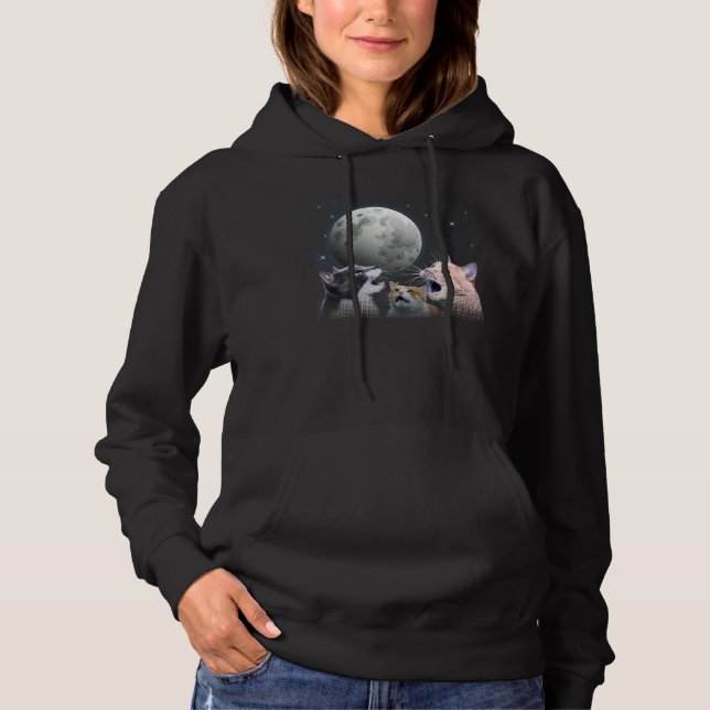 Cats Meowling At Moon Cat   Space Kitten Joke Hoodie (Vorderseite)