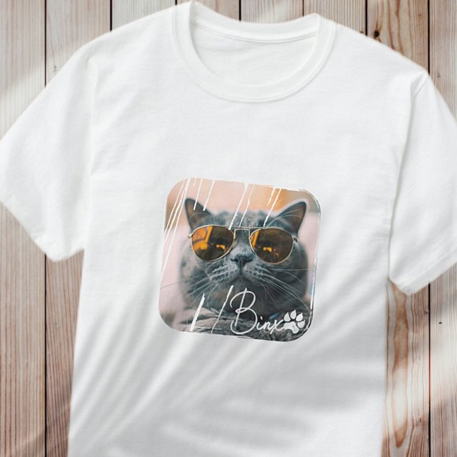 Cat's Modern Simple Cool Grunge Name and Foto T-Shirt (Von Creator hochgeladen)