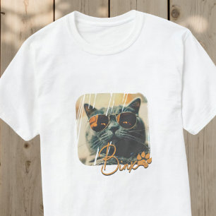 Cat's Modern Simple Cool Grunge Name and Foto T-Shirt