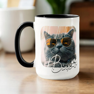 Cat's Modern Simple Cool Grunge Name and Foto Tasse