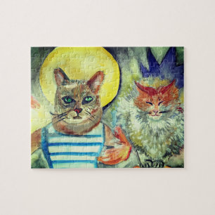 Cats Moon Watercolor Art Puzzle