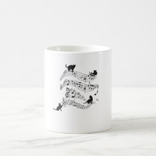 Cats Music Score Musical Notes Kitten Funny Kaffeetasse