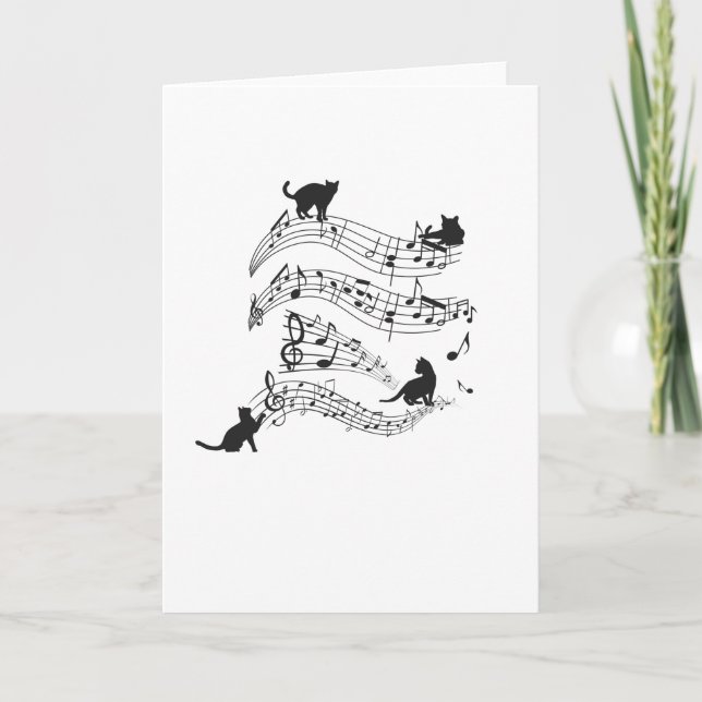 Cats Music Score Musical Notes Kitten Funny Karte (Vorderseite)