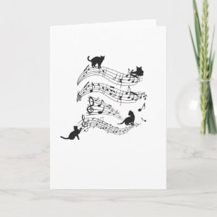 Cats Music Score Musical Notes Kitten Funny Karte