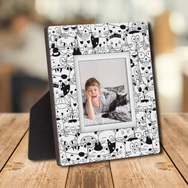 Cats Muster Frameless Foto Easback Fotoplatte (Cats Pattern Frameless Photo Easel Back Plaque)