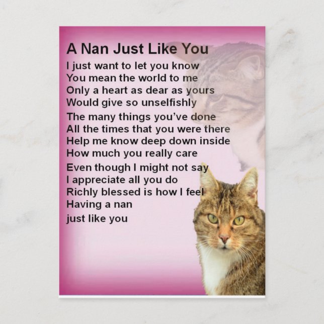Cats Nan Poem Postkarte (Vorderseite)
