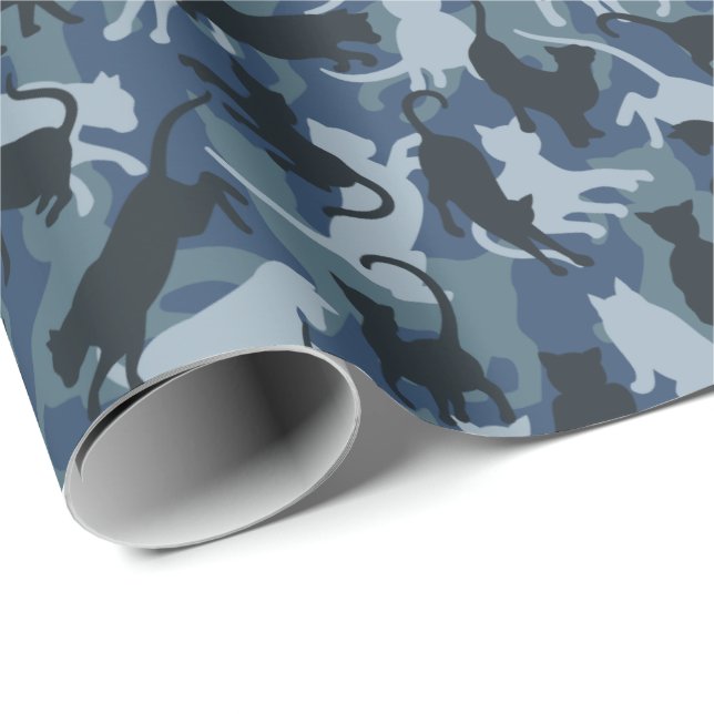 Cats Navy Camouflage Geschenkpapier (Rolleneckpunkt)