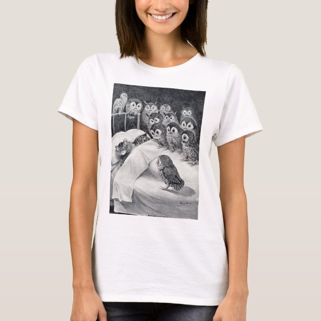 Cats Nightmare Owl Bird, Louis Wain T-Shirt (Vorderseite)