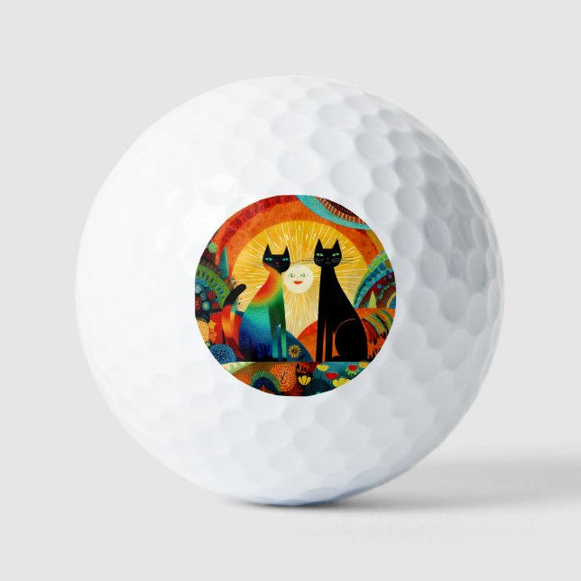 Cats on Bright and Colorful Background, Golfball (Vorderseite)