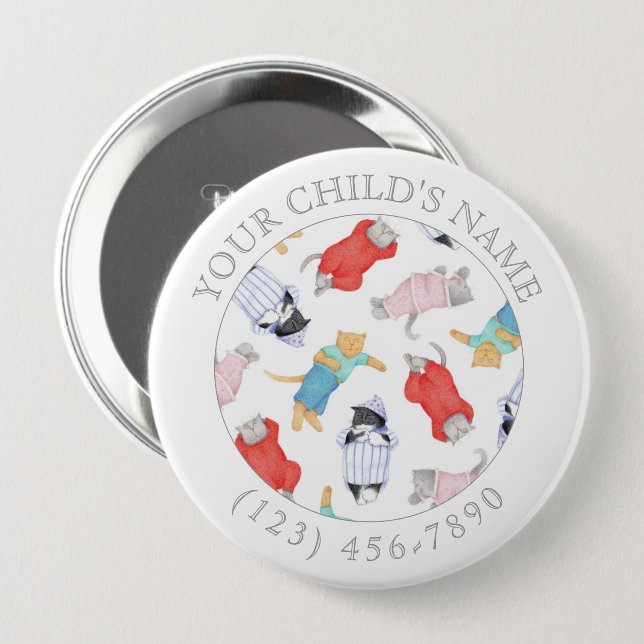CATS PAJAMAS Child ID Button - Weiß (Vorne & Hinten)